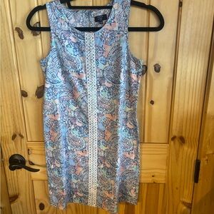 Crown & Ivy Blue and Pink Paisley Dress